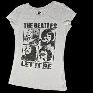 Vintage White 'The Beatles Let It Be' Graphic T-Shirt Size L